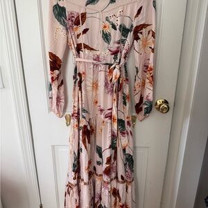JAASE Floral Long Sleeve Maxi Dress in Light Pink